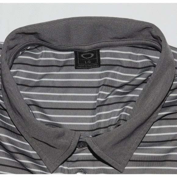 Oakley Men's Short Sleeve Golf Polo Striped Shirt Size Large - Picture 6 of 6